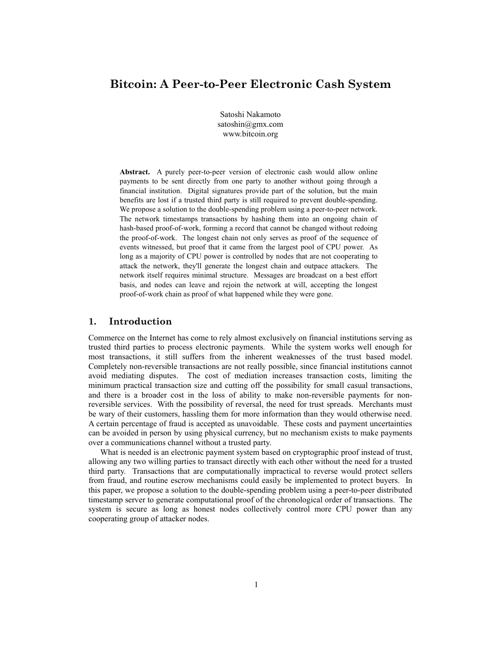 First page of the March 2009 whitepaper